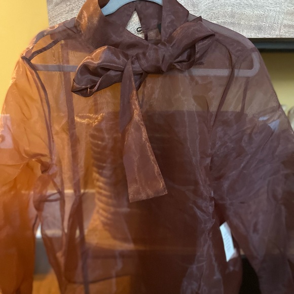 Eloquii Tops - NWT Maroon Sheer Tie-Neck Blouse by Eloquii